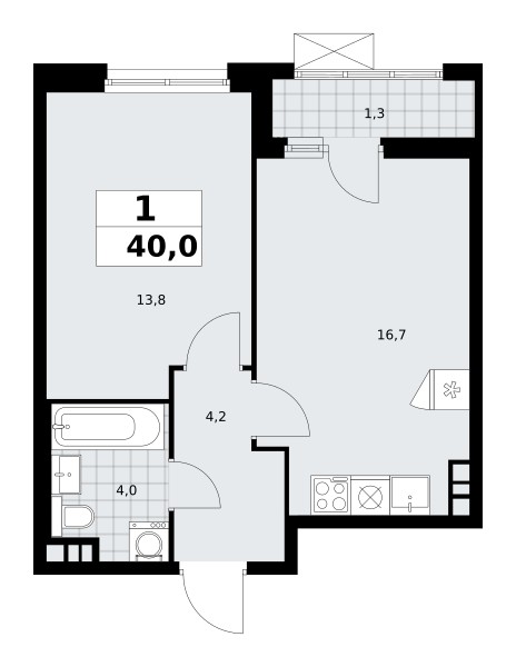 1 room apartment 40 m² poselenie Sosenskoe, Russia