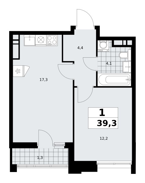 Apartamento 1 habitación 39 m² poselenie Sosenskoe, Rusia