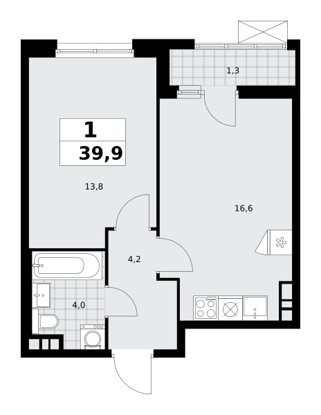 Apartamento 1 habitación 40 m² poselenie Sosenskoe, Rusia