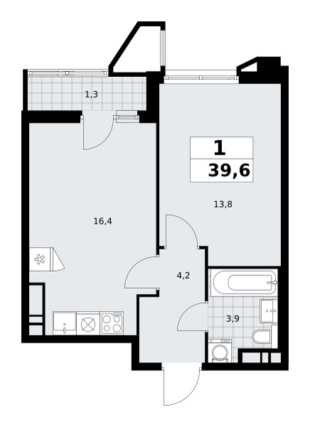 Apartamento 1 habitación 40 m² poselenie Sosenskoe, Rusia