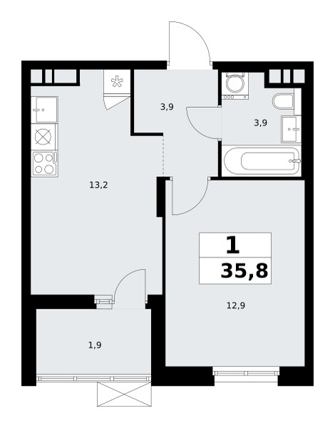 Mieszkanie 1 pokój 36 m² poselenie Sosenskoe, Rosja