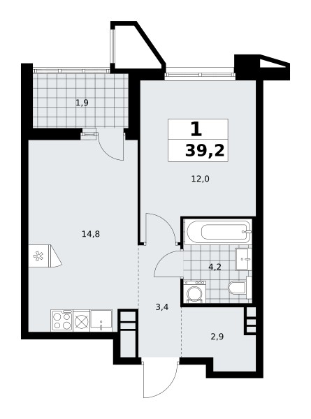 Wohnung 1 zimmer 39 m² poselenie Sosenskoe, Russland