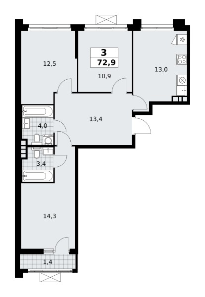 Wohnung 3 zimmer 73 m² poselenie Sosenskoe, Russland