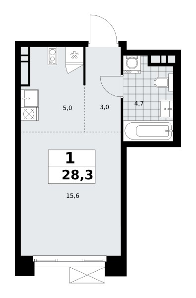 Apartamento 1 habitación 28 m² poselenie Sosenskoe, Rusia