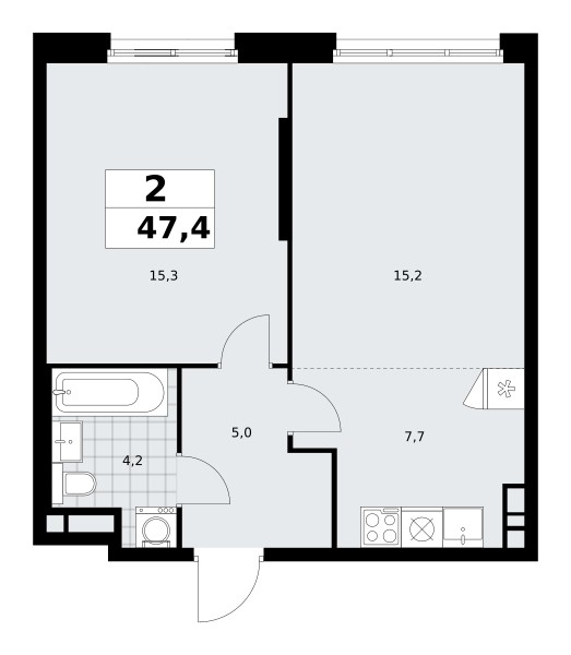 Apartamento 2 habitaciones 47 m² poselenie Sosenskoe, Rusia