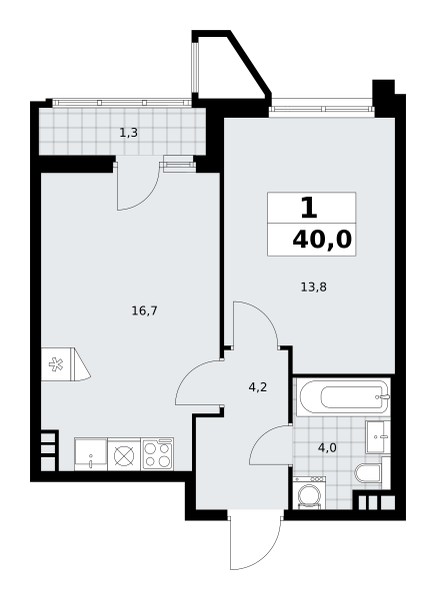 Mieszkanie 1 pokój 40 m² poselenie Sosenskoe, Rosja