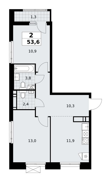 Mieszkanie 2 pokoi 54 m² poselenie Sosenskoe, Rosja