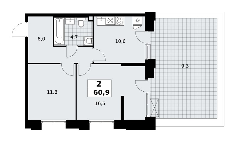 Mieszkanie 2 pokoi 61 m² poselenie Sosenskoe, Rosja