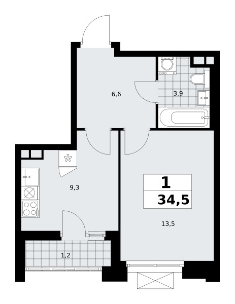 Apartamento 1 habitación 35 m² poselenie Sosenskoe, Rusia