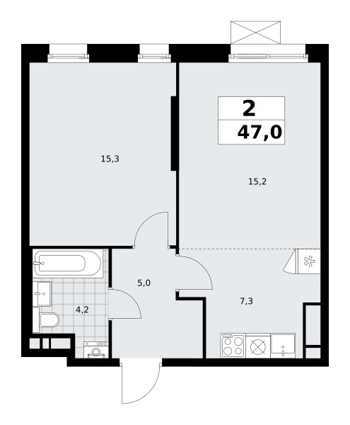 Apartamento 2 habitaciones 47 m² poselenie Sosenskoe, Rusia