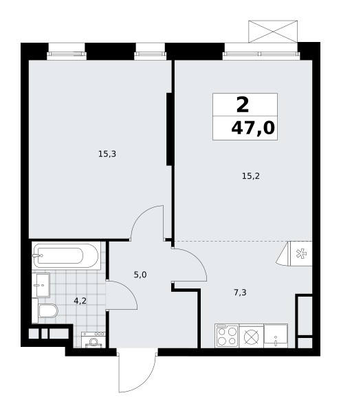 Appartement 2 chambres 47 m² poselenie Sosenskoe, Fédération de Russie