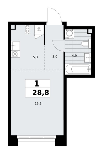 Wohnung 1 zimmer 29 m² poselenie Sosenskoe, Russland