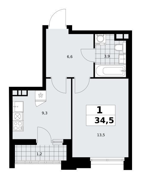 Apartamento 1 habitación 35 m² poselenie Sosenskoe, Rusia