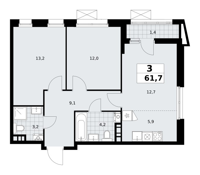 Wohnung 3 zimmer 62 m² poselenie Sosenskoe, Russland