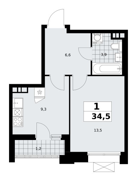 Квартира 1 комната 35 м² поселение Сосенское, Россия