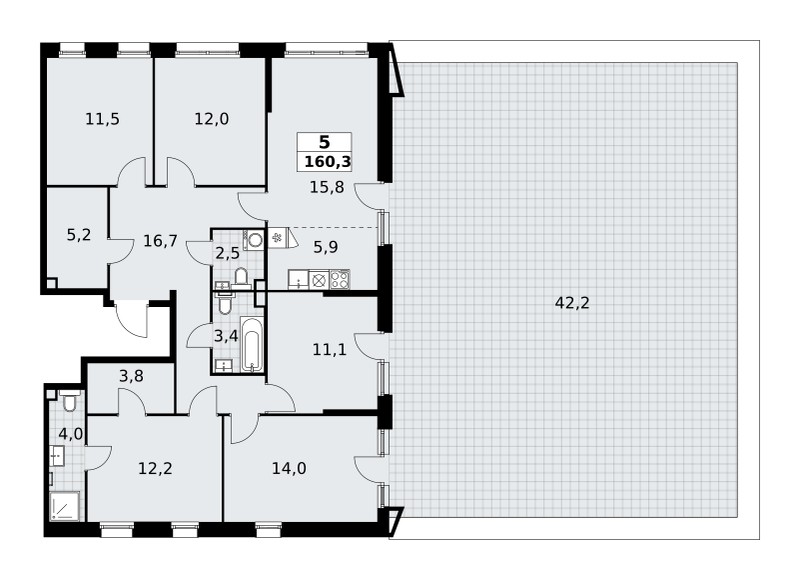 5 room apartment 160 m² poselenie Sosenskoe, Russia