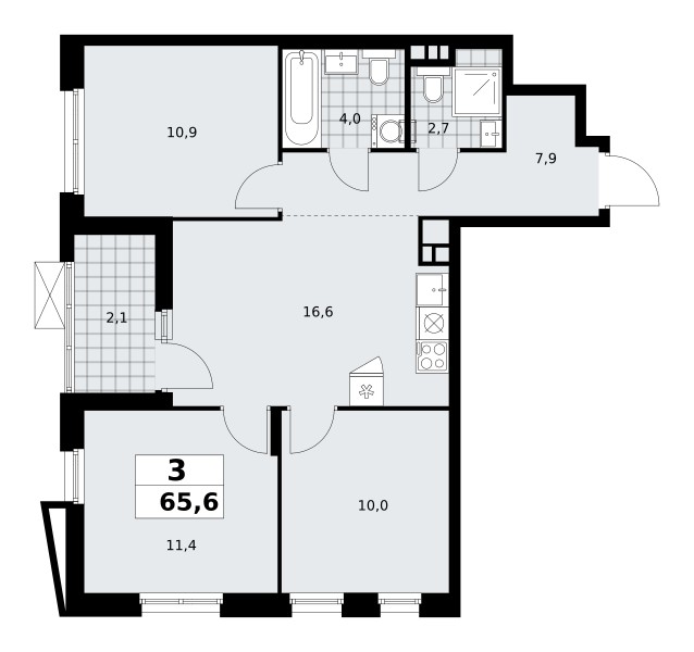 Wohnung 3 zimmer 66 m² poselenie Sosenskoe, Russland