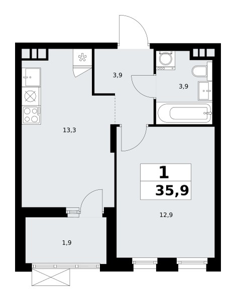 Appartement 1 chambre 36 m² poselenie Sosenskoe, Fédération de Russie