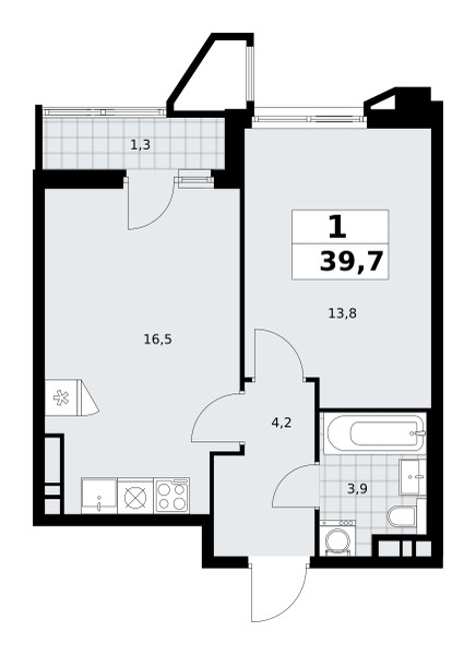 Квартира 1 комната 40 м² поселение Сосенское, Россия