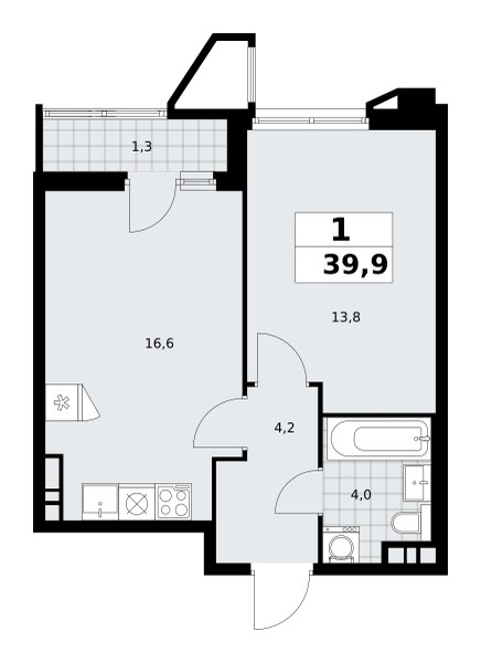 Mieszkanie 1 pokój 40 m² poselenie Sosenskoe, Rosja