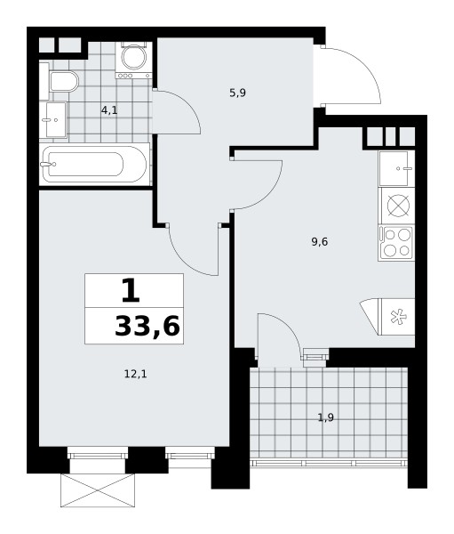 Apartamento 1 habitación 34 m² poselenie Sosenskoe, Rusia