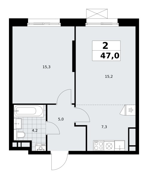 2 room apartment 47 m² poselenie Sosenskoe, Russia