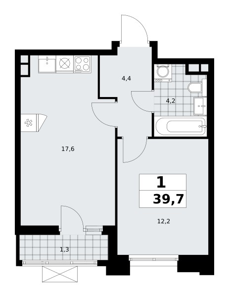 Apartamento 1 habitación 40 m² poselenie Sosenskoe, Rusia