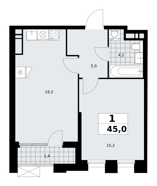 Apartamento 1 habitación 45 m² poselenie Sosenskoe, Rusia