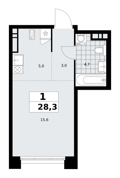 Wohnung 1 zimmer 28 m² poselenie Sosenskoe, Russland