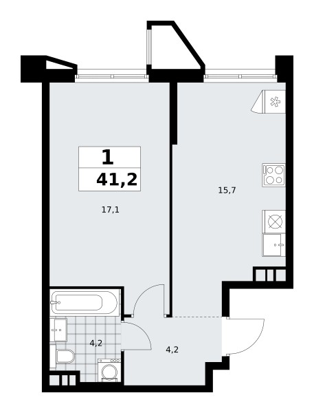 Квартира 1 комната 41 м² поселение Сосенское, Россия