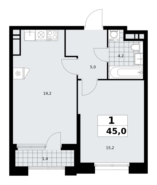 Appartement 1 chambre 45 m² poselenie Sosenskoe, Fédération de Russie