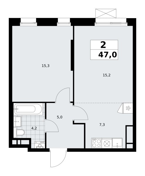 2 room apartment 47 m² poselenie Sosenskoe, Russia