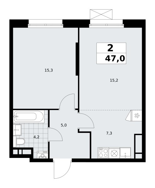 Wohnung 2 zimmer 47 m² poselenie Sosenskoe, Russland