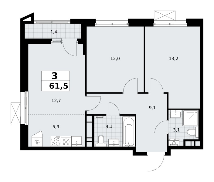 Квартира 3 комнаты 62 м² поселение Сосенское, Россия