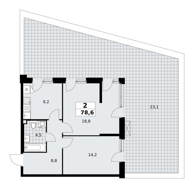 Квартира 2 комнаты 79 м² поселение Сосенское, Россия