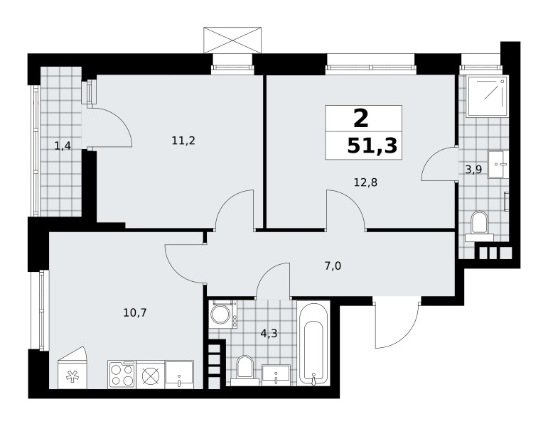 Apartamento 2 habitaciones 51 m² poselenie Sosenskoe, Rusia