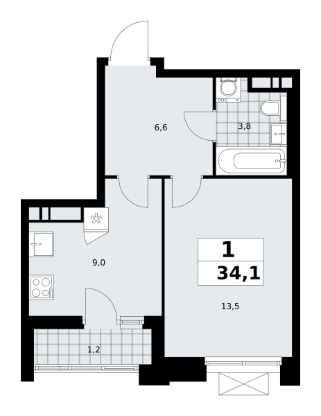 Appartement 1 chambre 34 m² poselenie Sosenskoe, Fédération de Russie