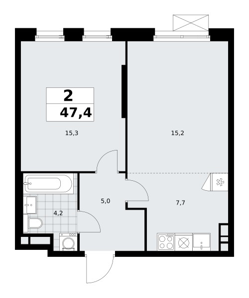 Mieszkanie 2 pokoi 47 m² poselenie Sosenskoe, Rosja