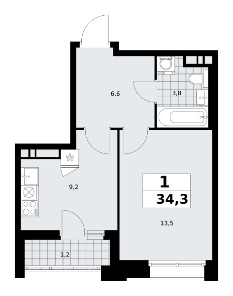 Apartamento 1 habitación 34 m² poselenie Sosenskoe, Rusia