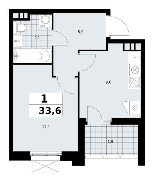 Квартира 1 комната 34 м² поселение Сосенское, Россия