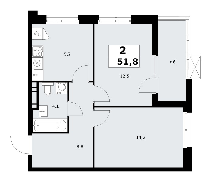 Appartement 2 chambres 52 m² poselenie Sosenskoe, Fédération de Russie