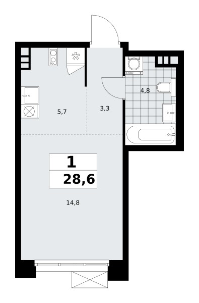 Apartamento 1 habitación 29 m² poselenie Sosenskoe, Rusia