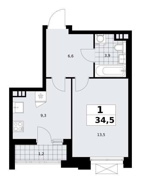 Apartamento 1 habitación 35 m² poselenie Sosenskoe, Rusia