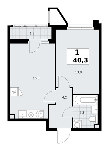 Mieszkanie 1 pokój 40 m² poselenie Sosenskoe, Rosja