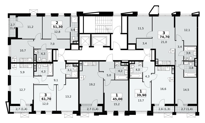 Wohnung 1 zimmer 45 m² poselenie Sosenskoe, Russland