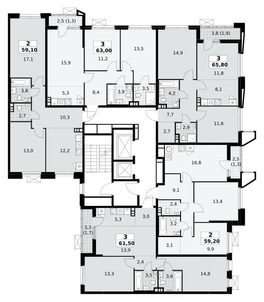 Квартира 2 комнаты 59 м² поселение Сосенское, Россия