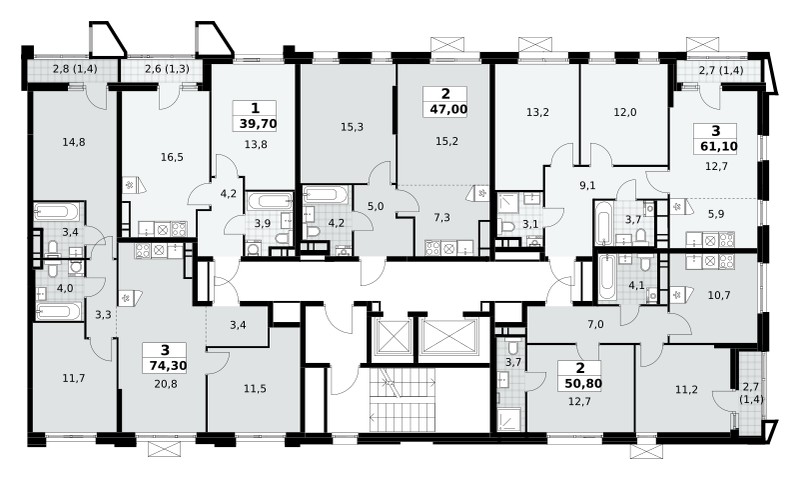 Mieszkanie 2 pokoi 51 m² poselenie Sosenskoe, Rosja