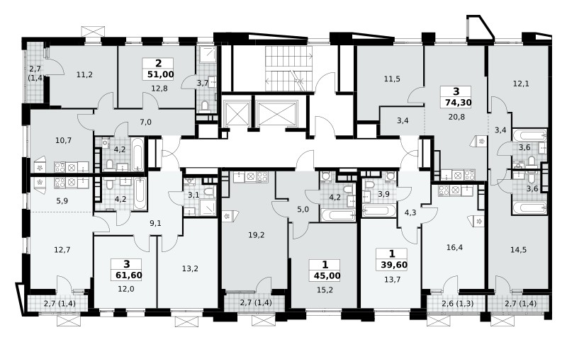 2 room apartment 51 m² poselenie Sosenskoe, Russia