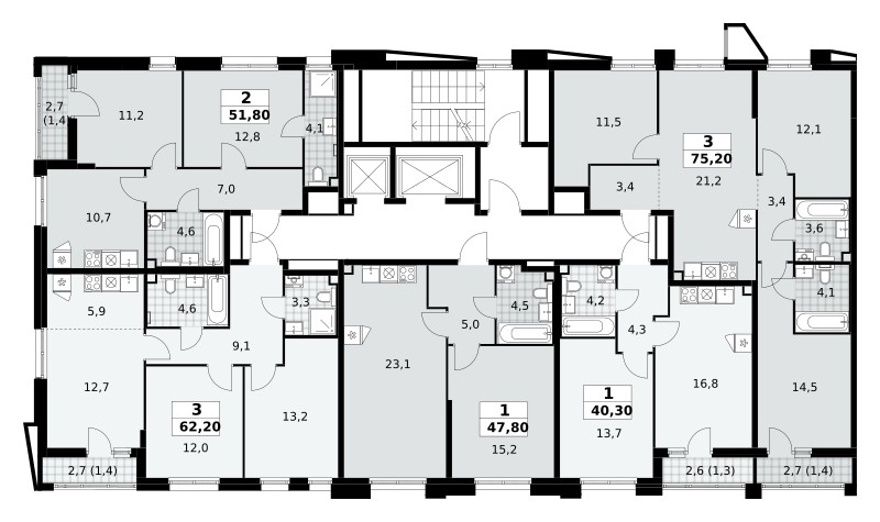 3 room apartment 75 m² poselenie Sosenskoe, Russia