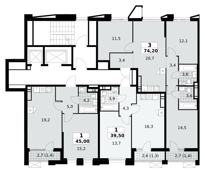 Apartamento 1 habitación 45 m² poselenie Sosenskoe, Rusia